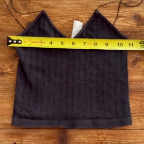 Nikibiki Women's Black Spaghetti Strap Micro‎ Ribbed Cropped Tank Top Small EUC - Picture 4 of 7